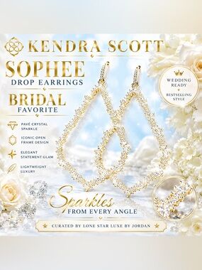 Kendra Scott Sophee Crystal Open Frame Drop Earrings – Gold | Bridal Favorite 🤍
